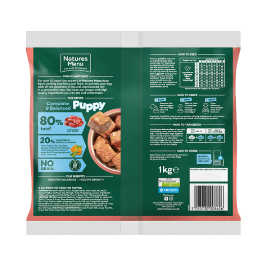 Natures Menu Dog - Complete & Balanced Puppy Nuggets 80/20 Beef 1kg