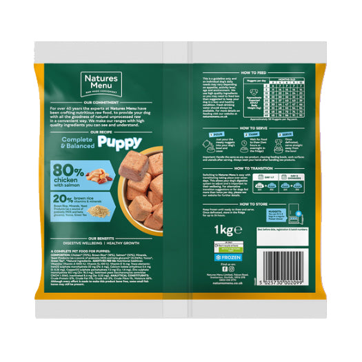 Natures Menu Dog - Complete & Balanced Puppy Nuggets 80/20 Chicken With Salmon & Brown Rice 1kg