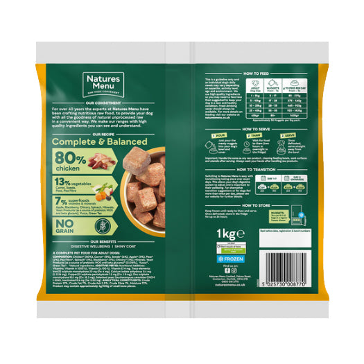 Natures Menu Dog - Complete & Balanced Nuggets 80/20 Chicken 1kg