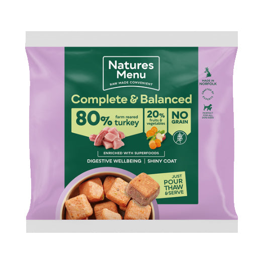 Natures Menu Dog - Complete & Balanced Nuggets 80/20 Farm Reared Turkey 1kg