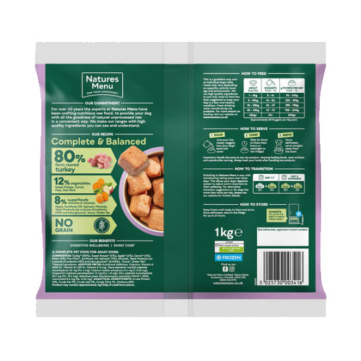 Natures Menu Dog - Complete & Balanced Nuggets 80/20 Farm Reared Turkey 1kg