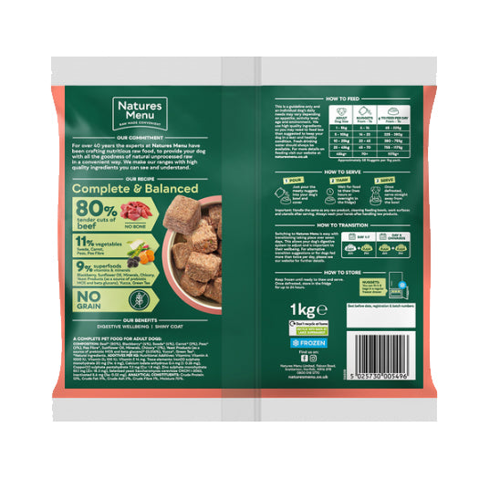 Natures Menu Dog - Complete & Balanced Nuggets 80/20 Beef 1kg