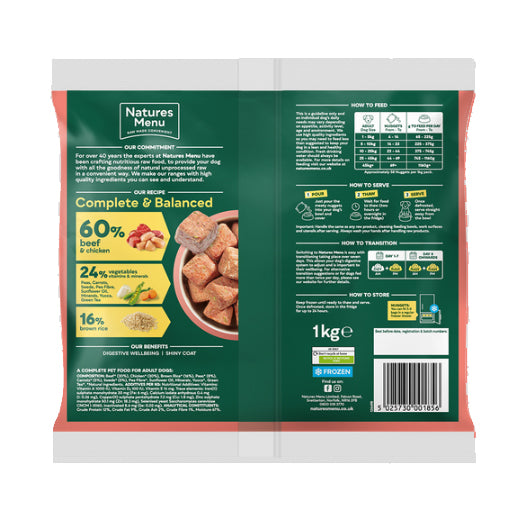 Natures Menu Dog - Complete & Balanced Nuggets 60/40 Beef & Chicken 1kg