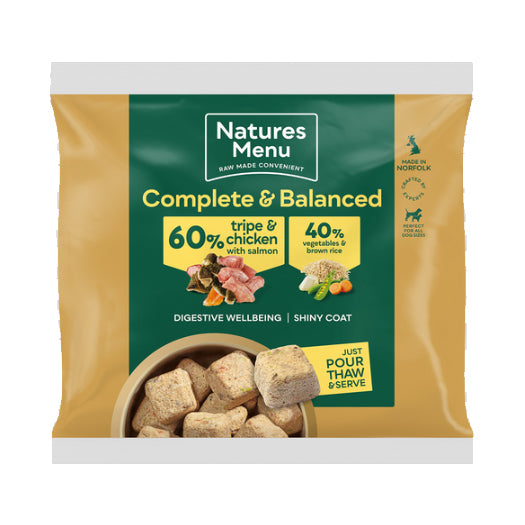 Natures Menu Dog - Complete & Balanced Nuggets 60/40 Tripe & Chicken With Salmon 1kg