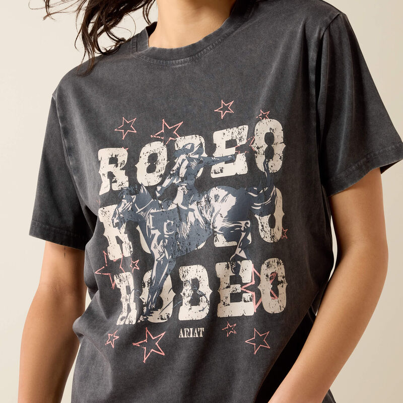 Ariat Womens Star Spangled Rodeo SS T-Shirt Charcoal Mineral Wash