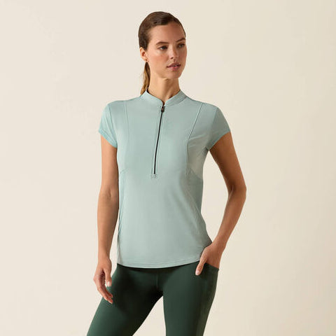 Ariat Womens Breathe 1/2 Zip Cap Sleeeve Baselayer Blue Surf