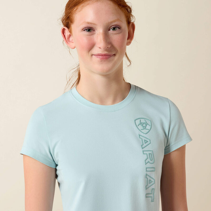 Ariat Youth Vertical Logo SS T-Shirt Starlight Blue / Blue Surf