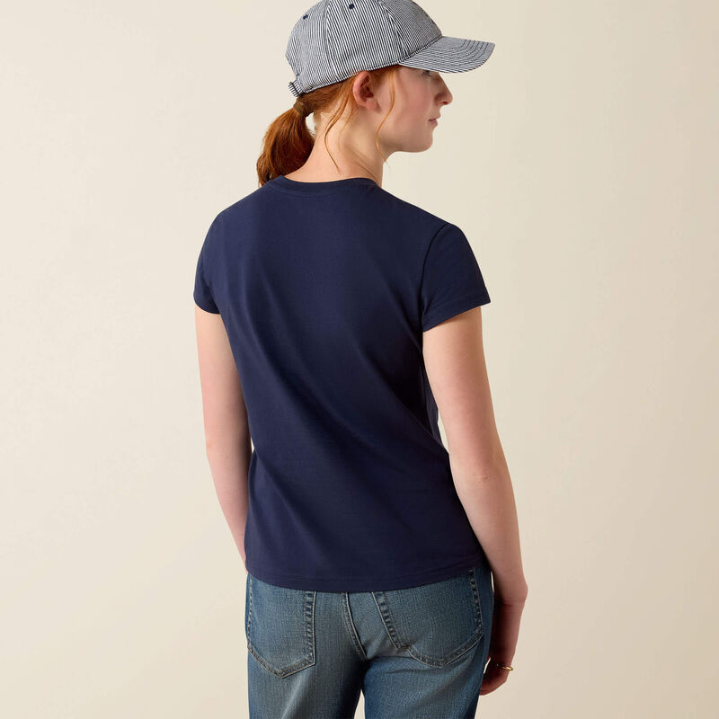 Ariat Youth Vertical Logo SS T-Shirt NavyT / Red