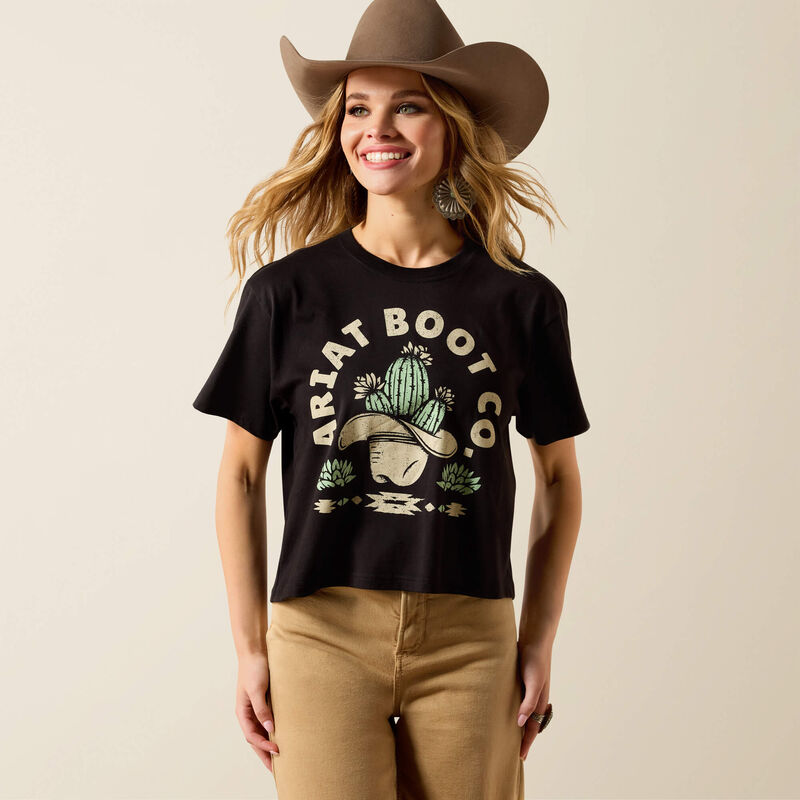 Ariat Womens Ariat Cacti Cowboy Hat SS T-Shirt Black