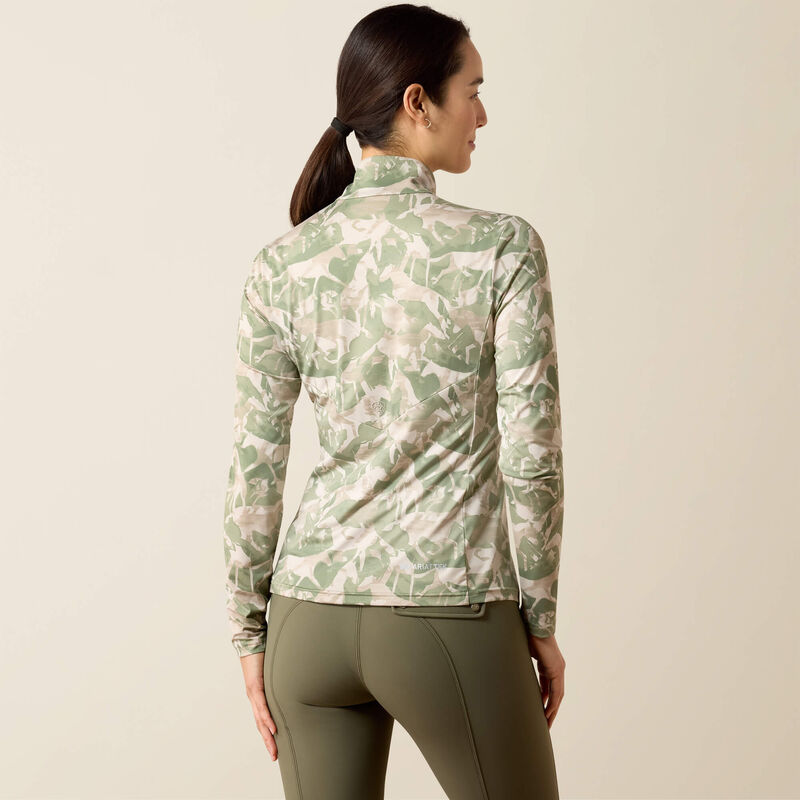 Ariat Womens Lunaveil 1/2 Zip Baselayer Olive Coincide Print