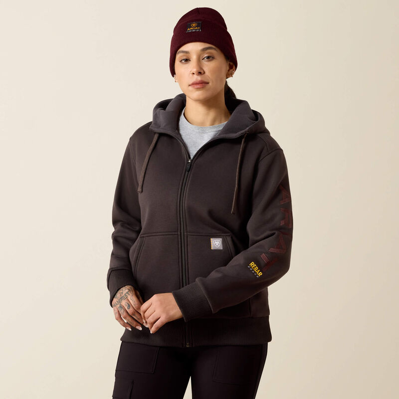 Ariat Womens Rebar All-Weather Full Zip Hoodie Espresso