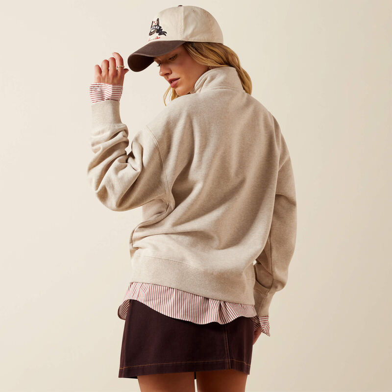 Ariat Womens Running Wild 1/2 Zip Sweatshirt Oatmeal Heather