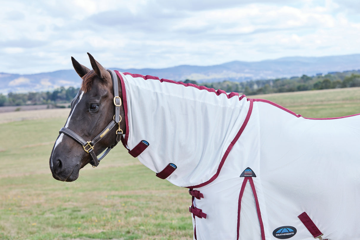 Weatherbeeta Comfitec Essential Fly Sheet Combo White/Burgundy