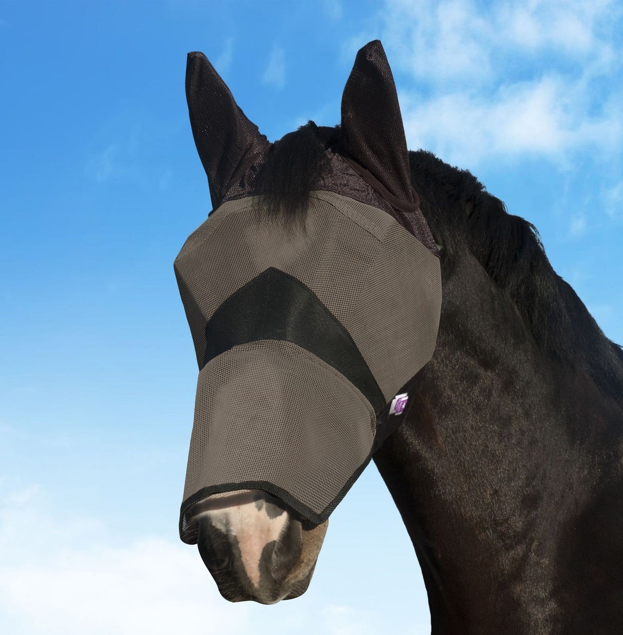 KM Elite Combat Fly Mask Black - Detachable Nose