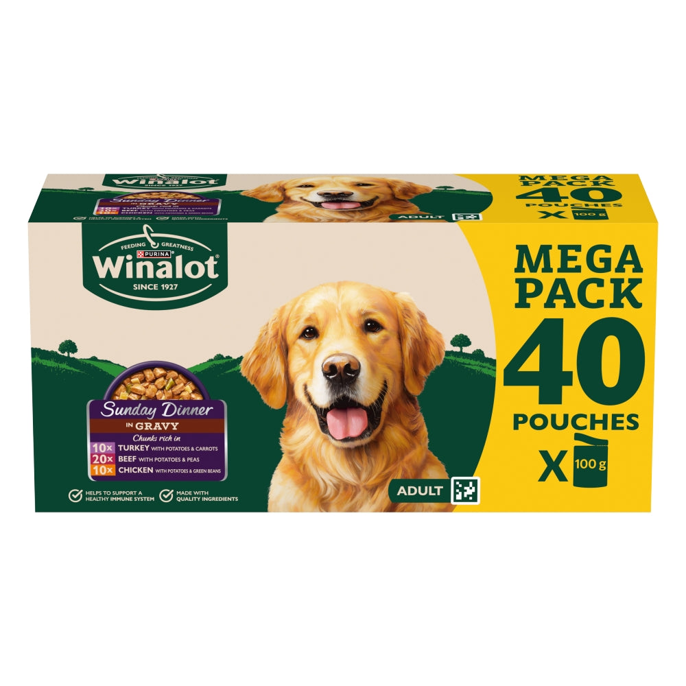 Winalot Sunday Dinner Pouches In Gravy 40x100g