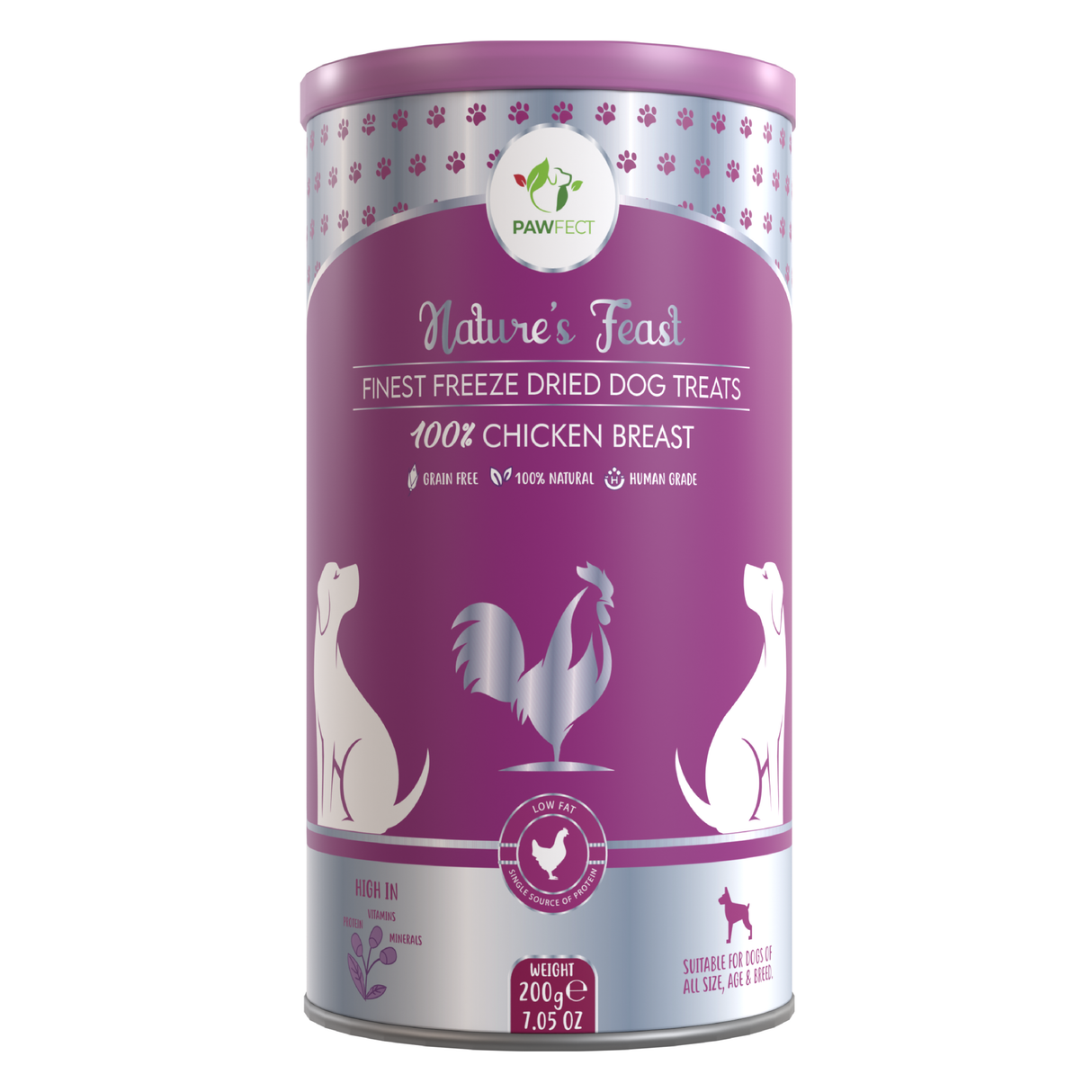 Pawfect Nature's Feast Freeze Dried Dog Treats Chicken Breast 200g