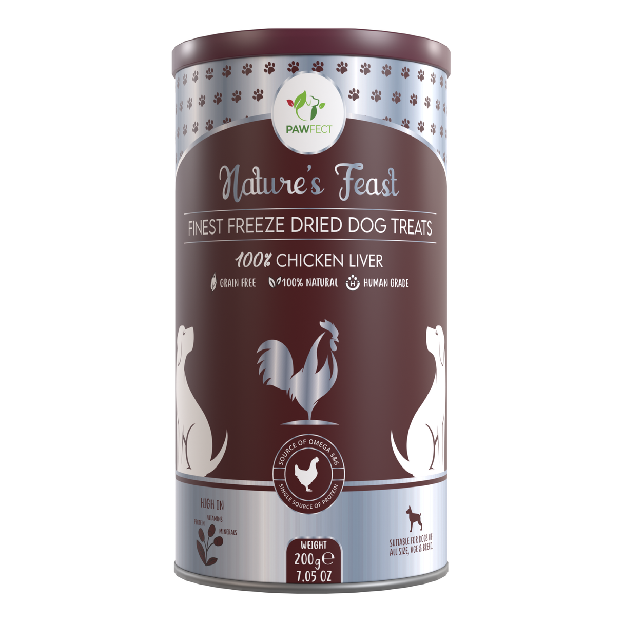 Pawfect Nature's Feast Freeze Dried Dog Treats Chicken Liver 200g