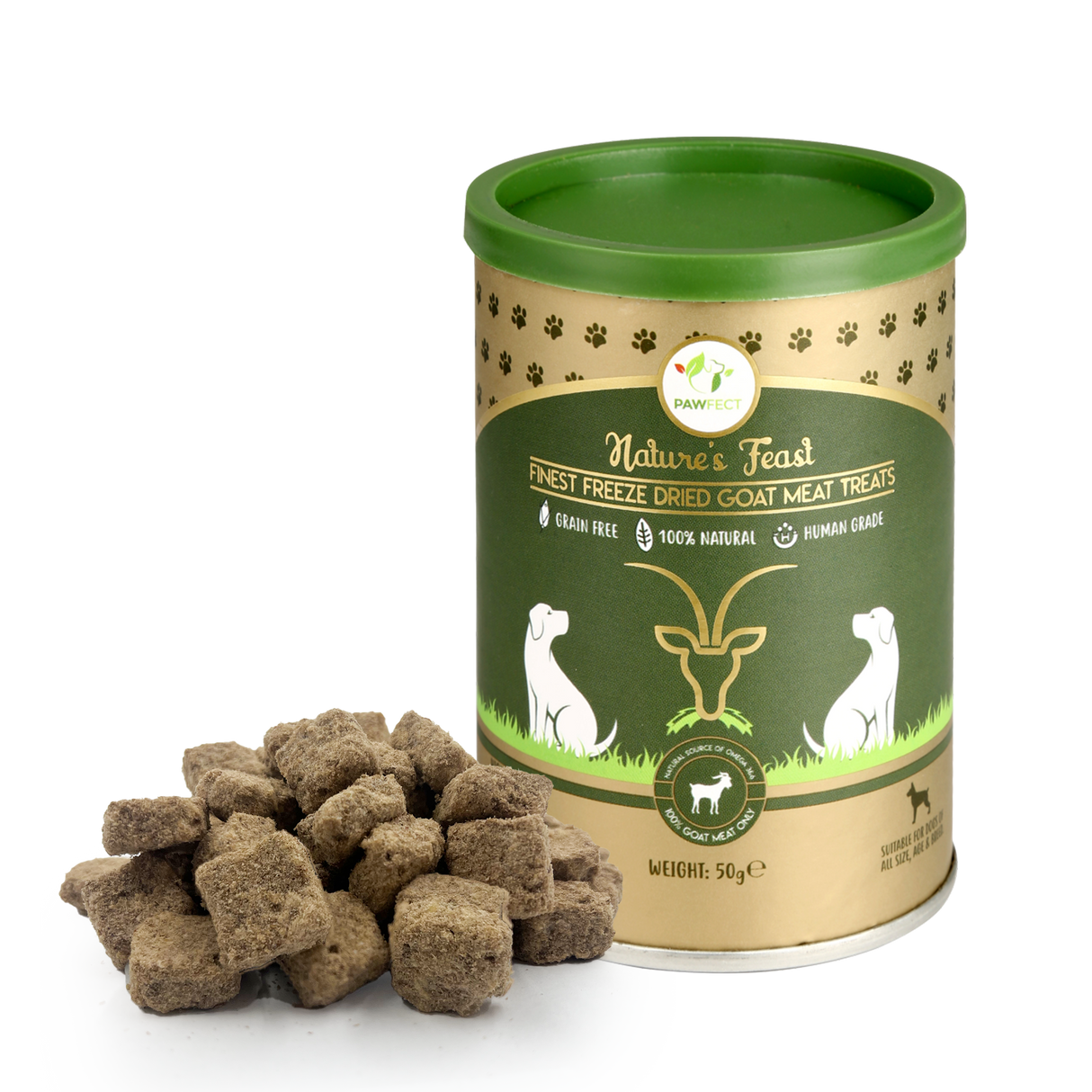 Pawfect Nature's Feast Freeze Dried Dog Treats Goat Meat 50g