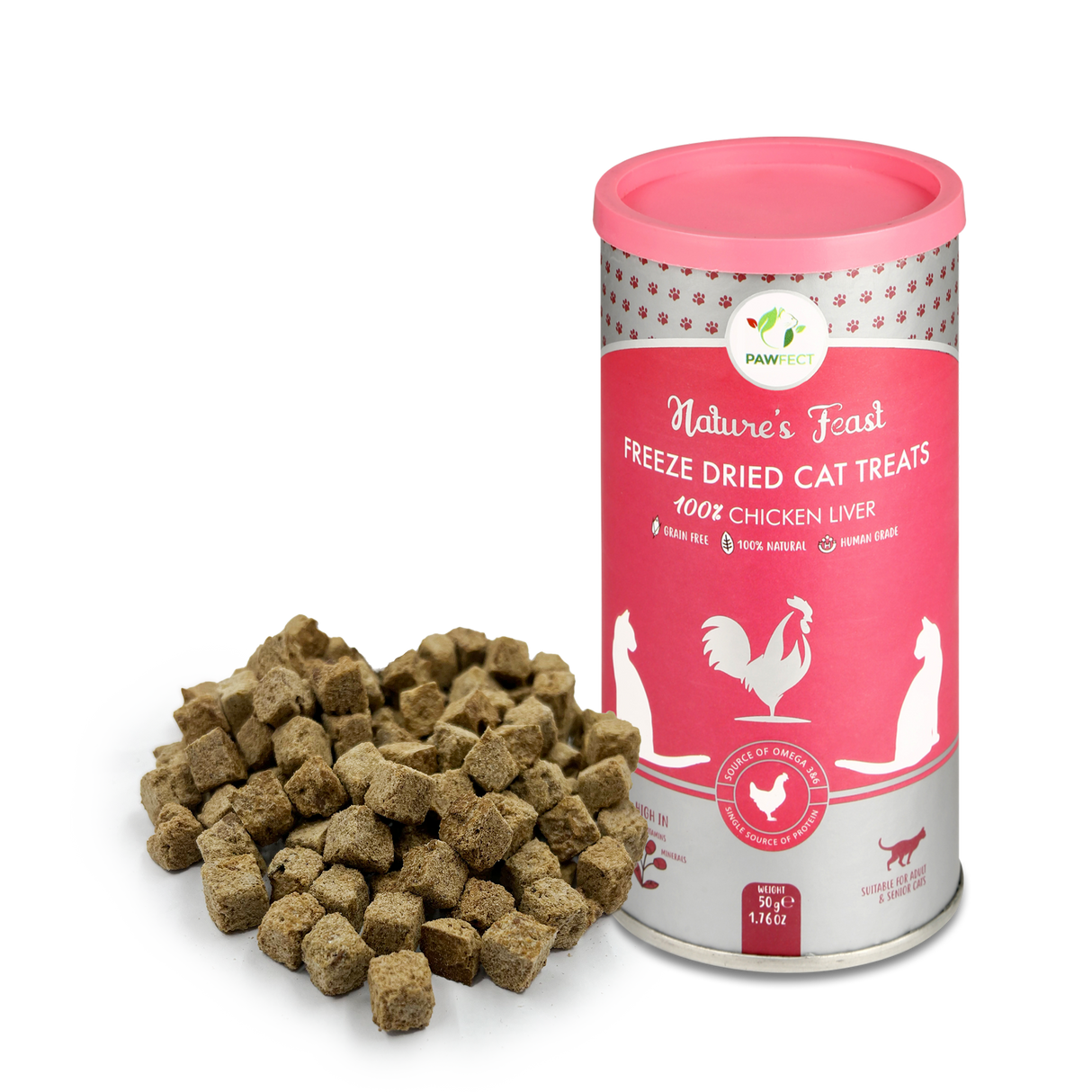 Pawfect Nature's Feast Freeze Dried Cat Treats Chicken Liver 50g