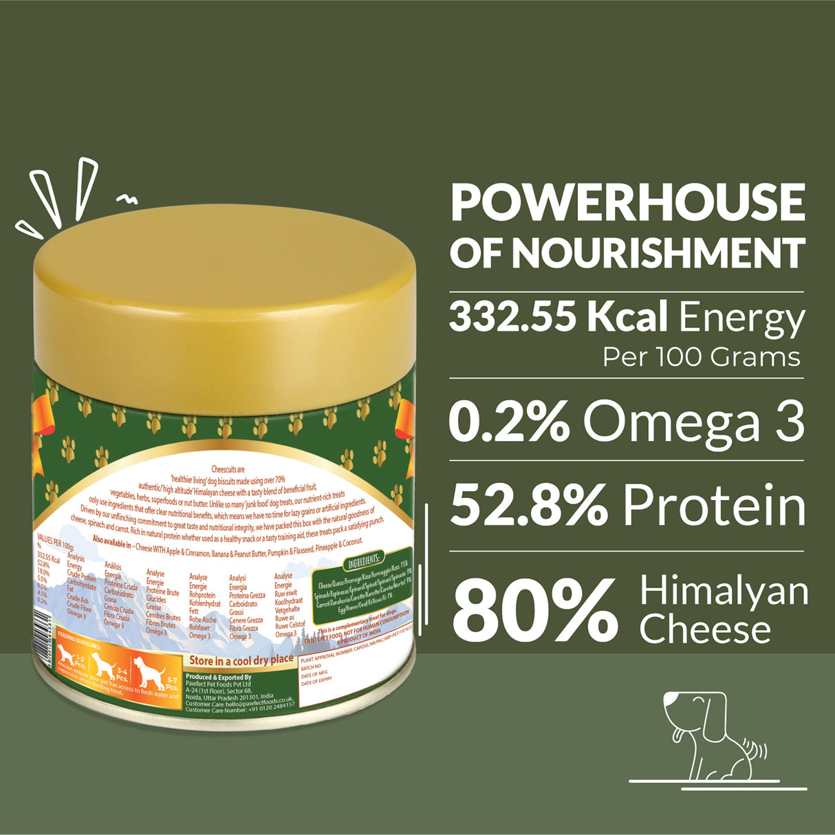 Pawfect Cheesy Dog Biscuits Spinach & Carrot Cheesecuits 100g