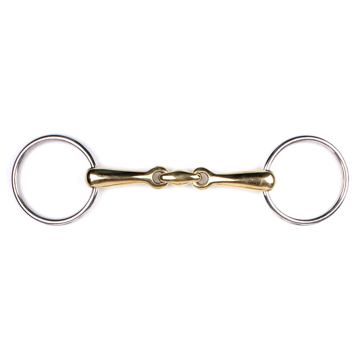 QHP Snaffle Bit Double Jointed German Argentan Gold