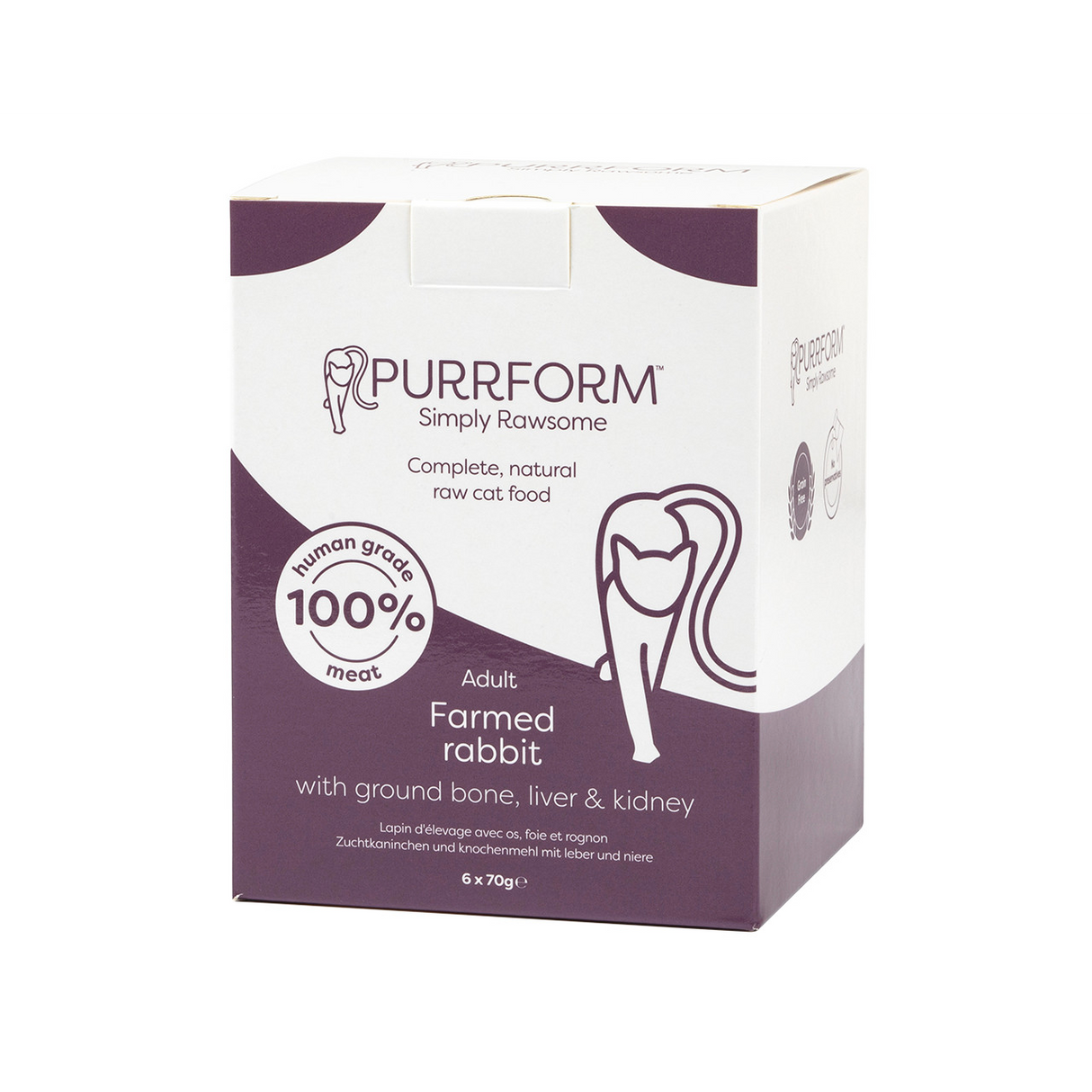PurrForm Farmed Rabbit & Ground Bone, Liver & Kidney Pouch 6x70g