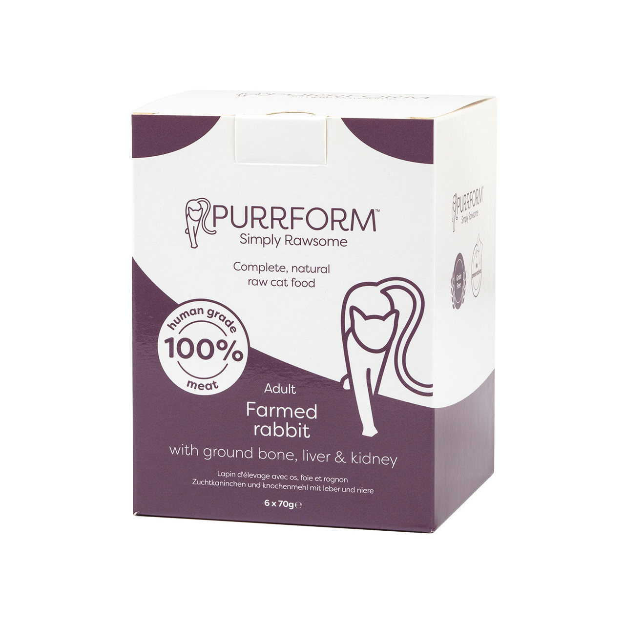 PurrForm Farmed Rabbit & Ground Bone, Liver & Kidney Pouch 6x70g