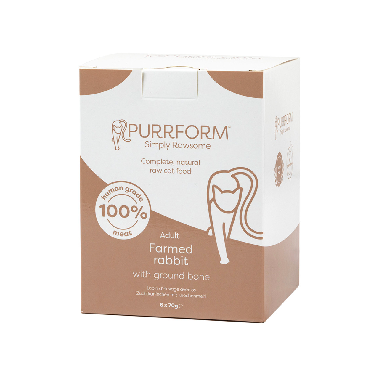PurrForm Farmed Rabbit with Ground Bone Pouch 6x70g