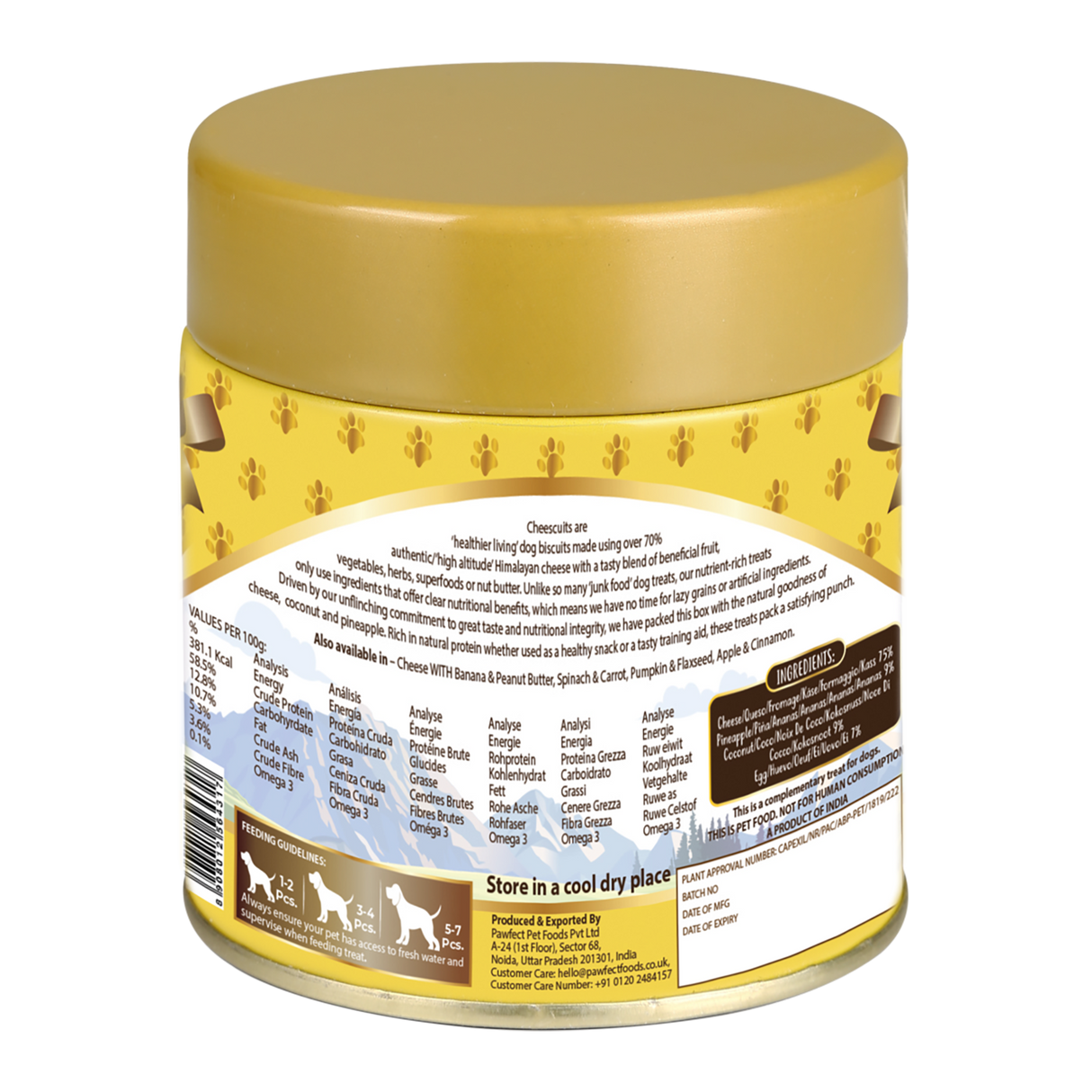 Pawfect Cheesy Dog Biscuits Pineapple & Coconut Cheesecuits 100g