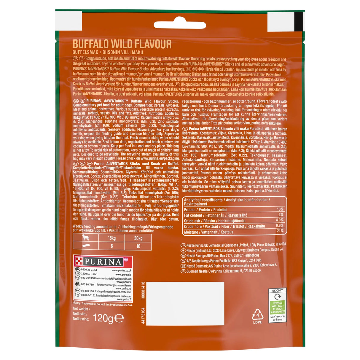 Purina Adventuros Sticks Buffalo Flavour 120g