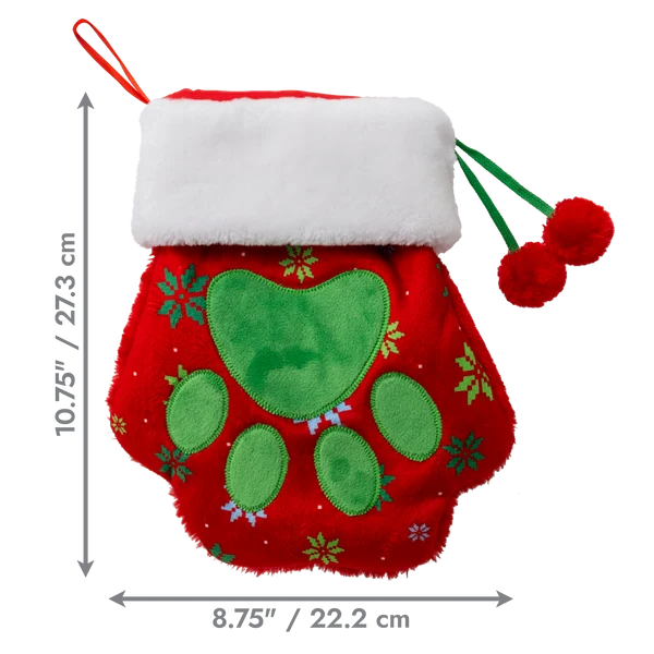 Kong Christmas Holiday Stocking Paw Red Lrge