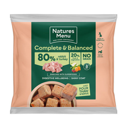 Natures Menu Dog - Complete & Balanced Nuggets 80/20 Rabbit & Turkey 1kg