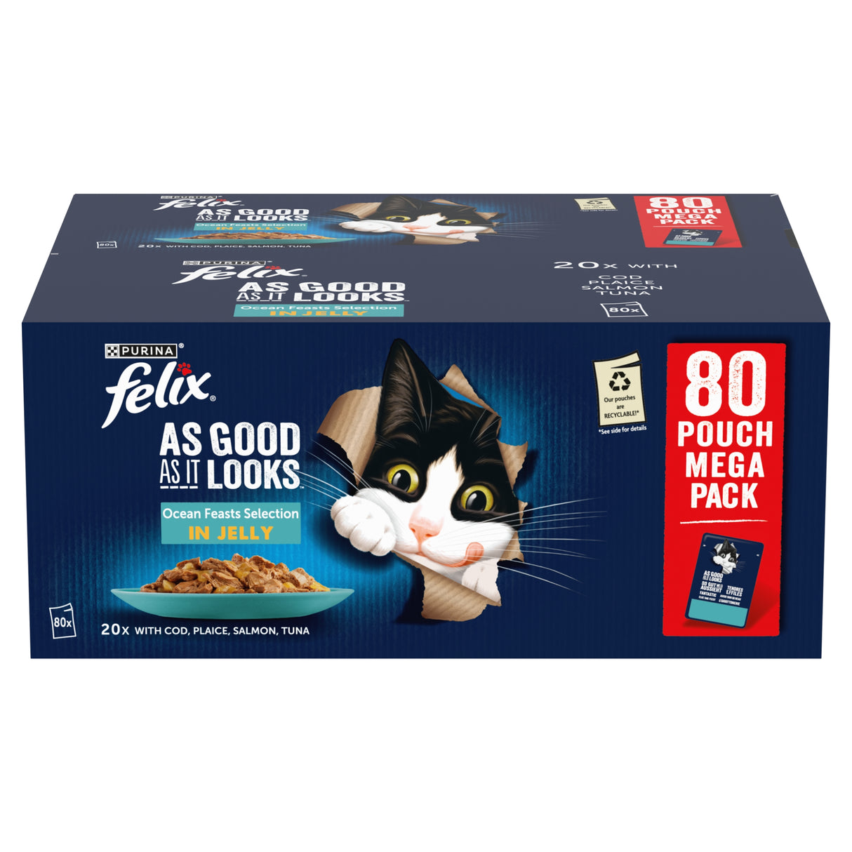 Felix As Good As it Looks Ocean Feasts in Jelly Wet Cat Food 80x85g