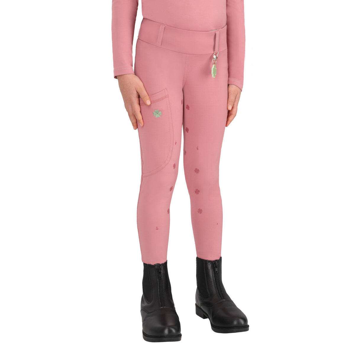 QHP Junior Riding Tights Lucky Start Full Grip Soft Pink