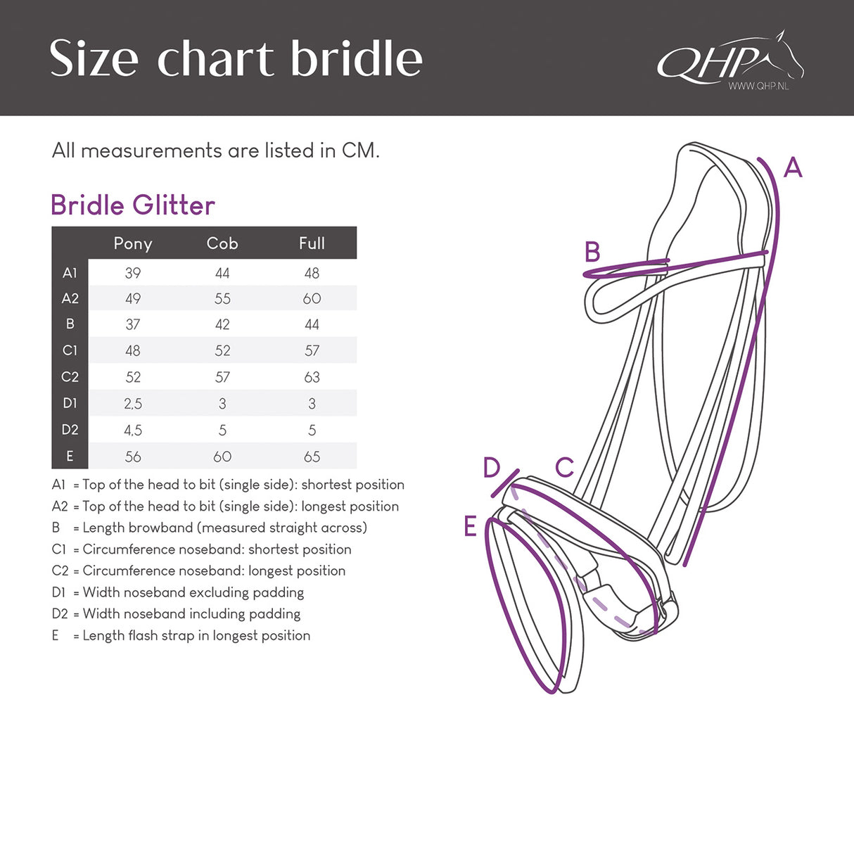 QHP Bridle Glitter Black