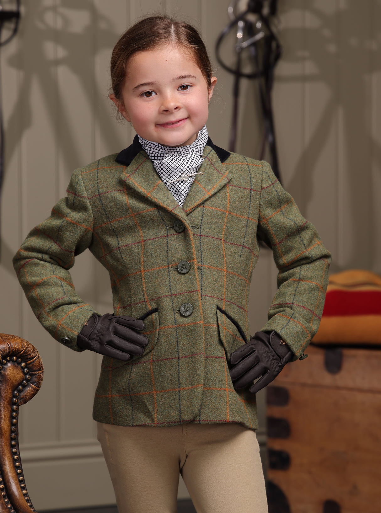 Shires Aubrion Childs Saratoga Jacket Red/Yellow/Blue Check