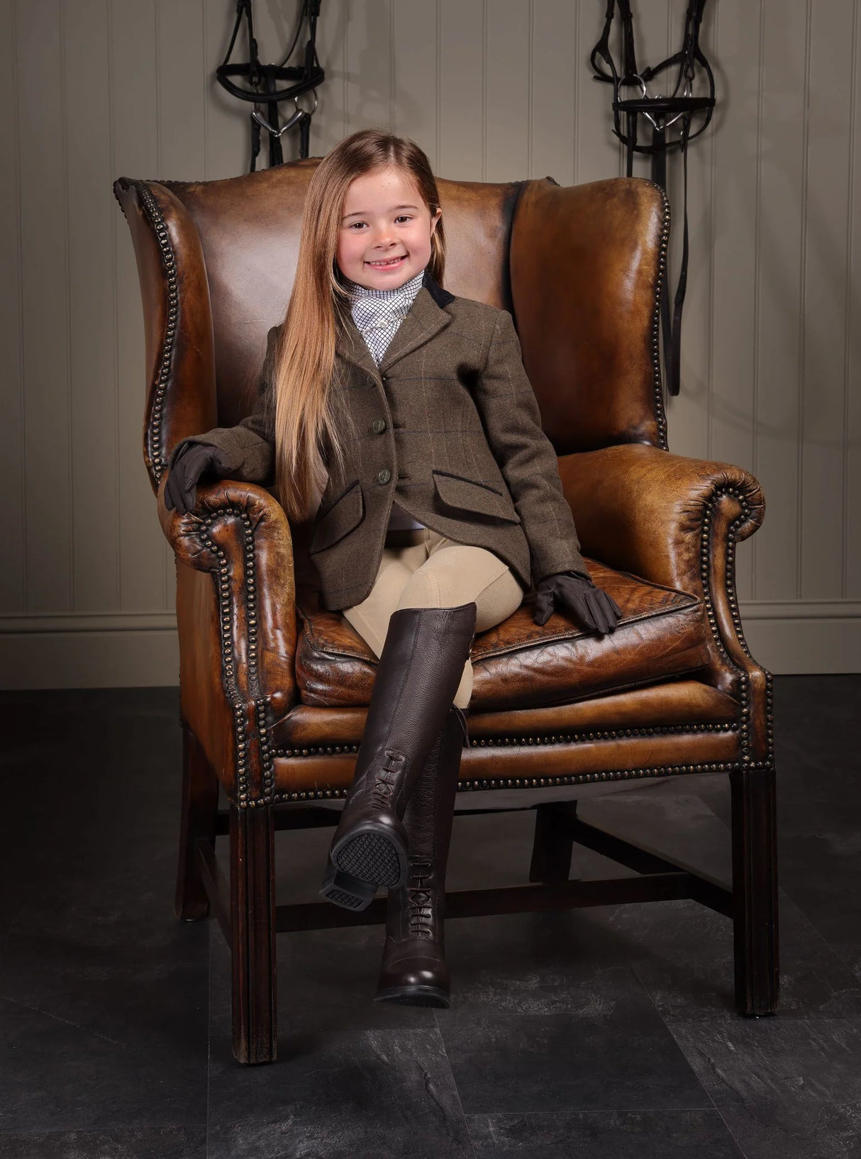 Shires Aubrion Childs Saratoga Jacket Green Check