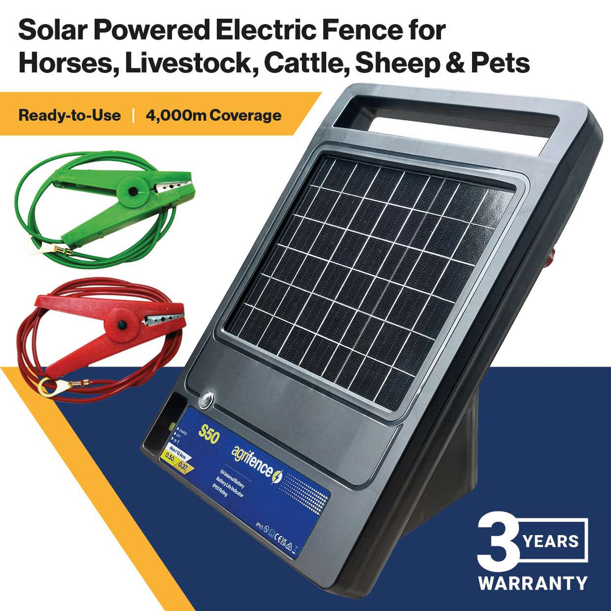 Agrifence S50 Solar Powered Energiser Kit 0.5J