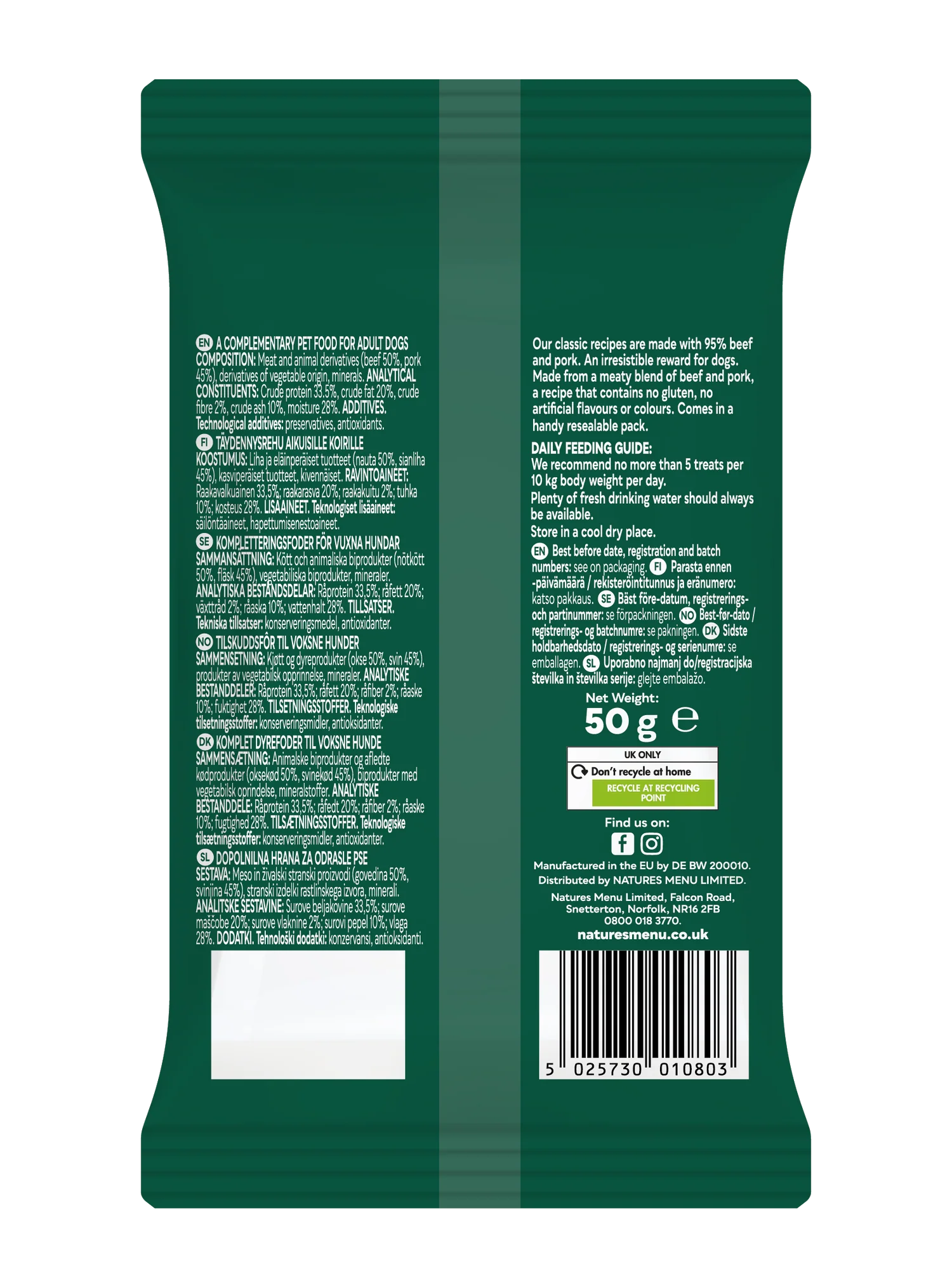 Natures Menu Dog - Meaty Treats Beef & Pork 50g