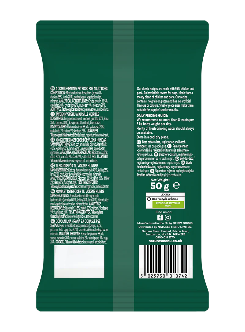 Natures Menu Dog - Meaty Treats Lamb, Chicken & Pork 50g