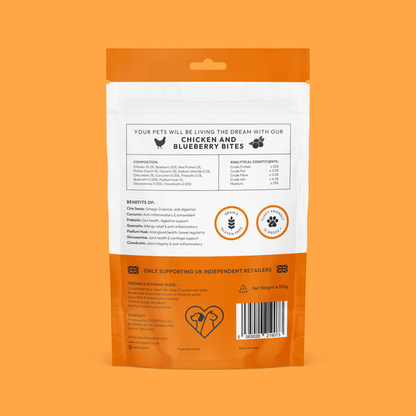 Bros Pets Chicken & Blueberry Bites 100g