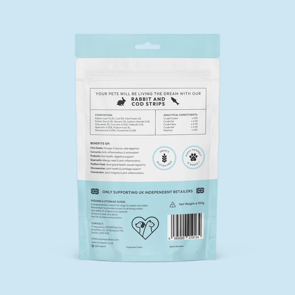 Bros Pets Rabbit & Cod Strips 100g