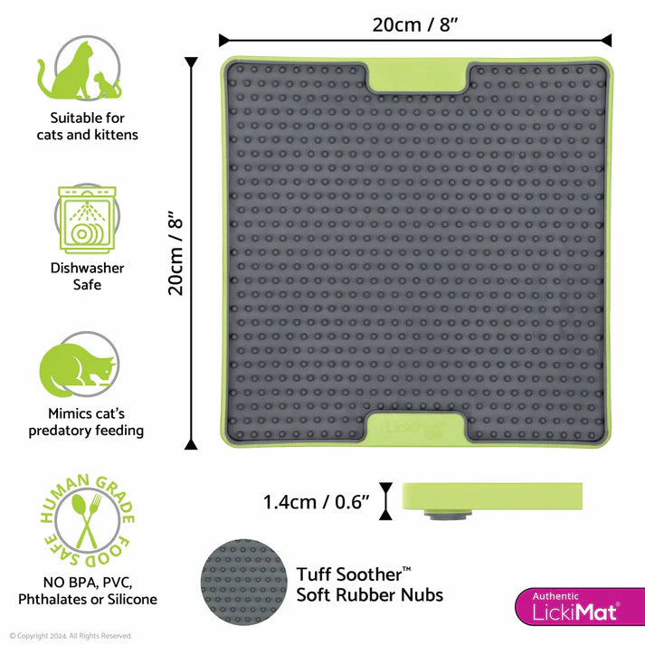 LickiMat Tuff Soother Green Cat