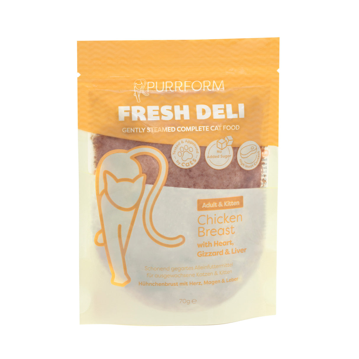 Purrform Fresh Deli Chicken Breast with Heart, Gizzard & Liver 7x70g