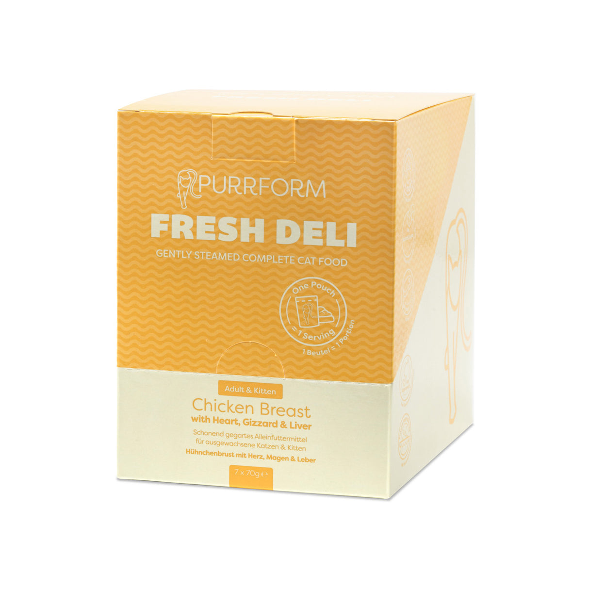 Purrform Fresh Deli Chicken Breast with Heart, Gizzard & Liver 7x70g