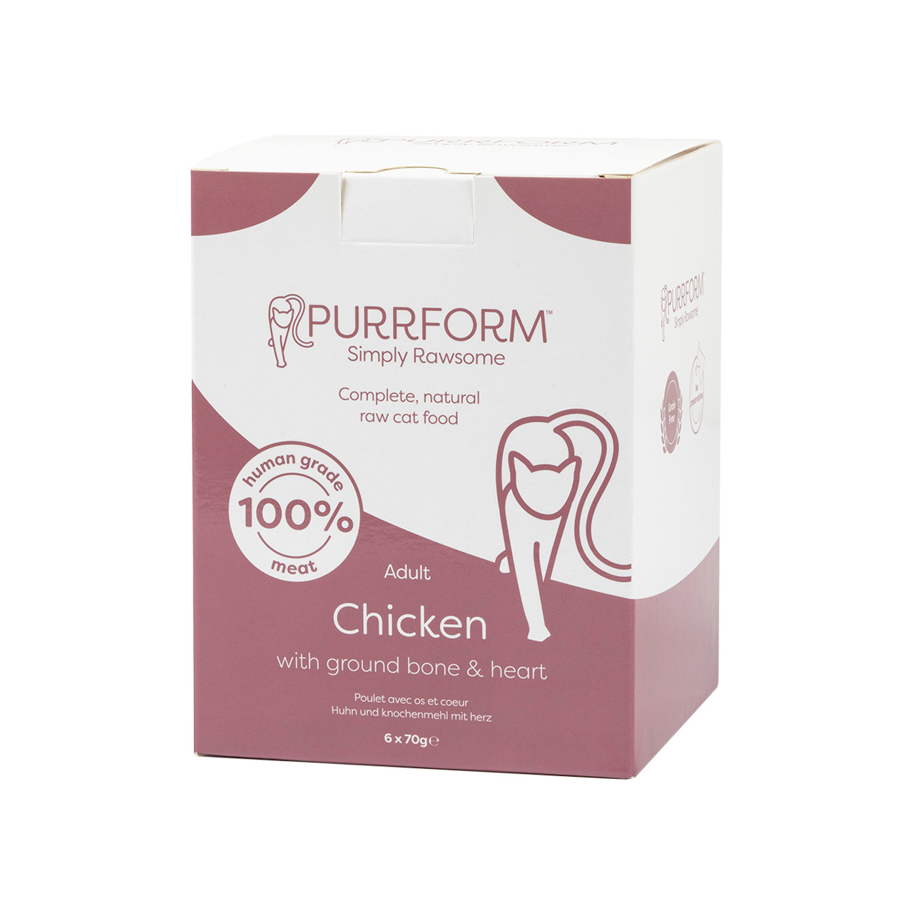 PurrForm Chicken & Ground Bone with Heart Pouch 6x70g