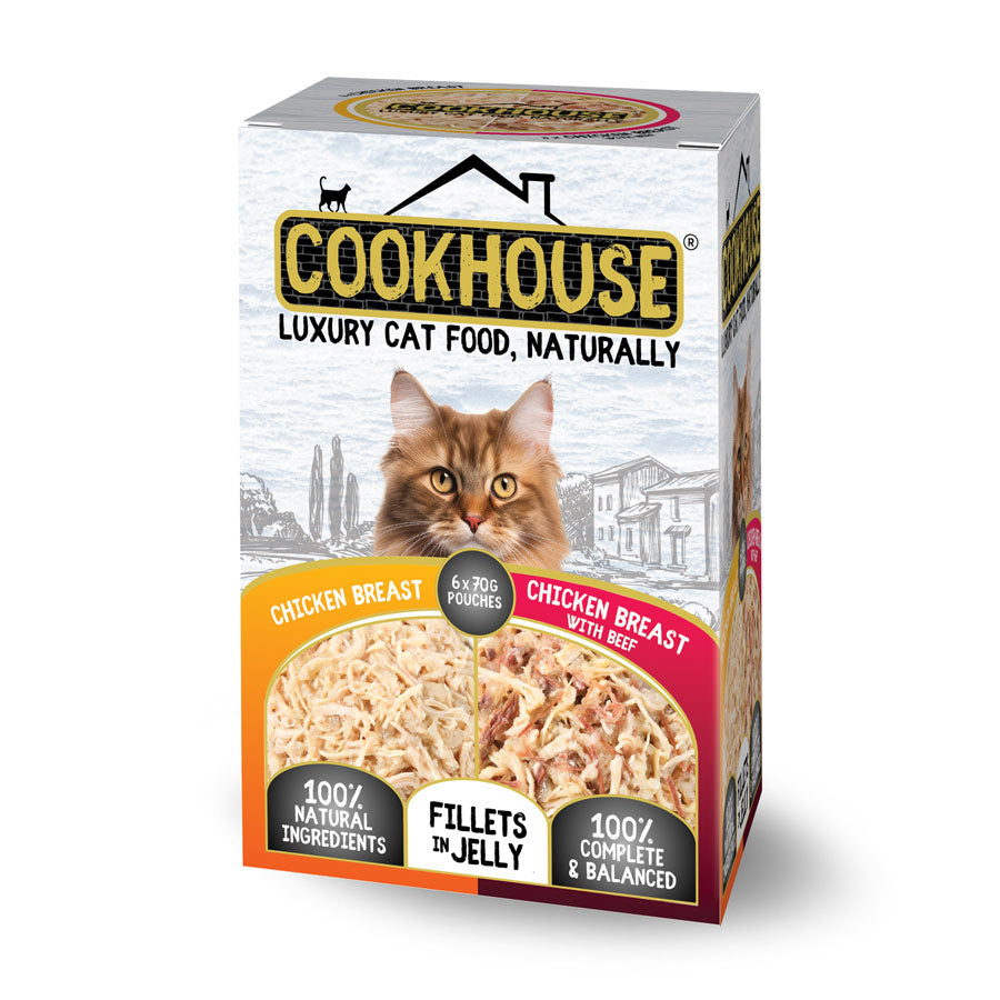 Cookhouse Cat Pouches In Jelly Chicken & Chicken with Beef 6x70g