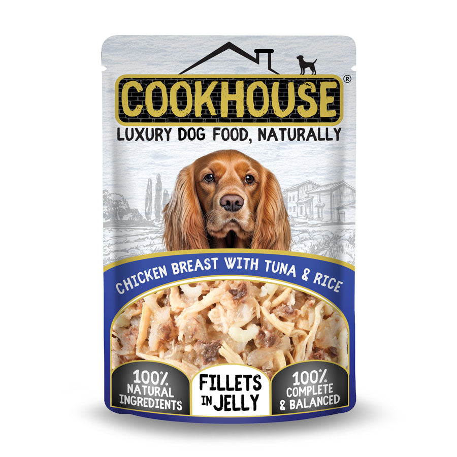 Cookhouse Dog Pouch Chicken, Tuna & Rice In Jelly 100g