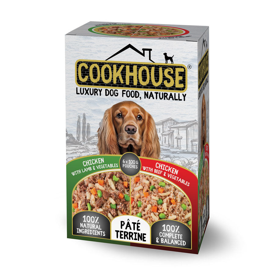 Cookhouse Dog Pouches Terrine Chicken & Lamb & Chicken & Beef 6x100g