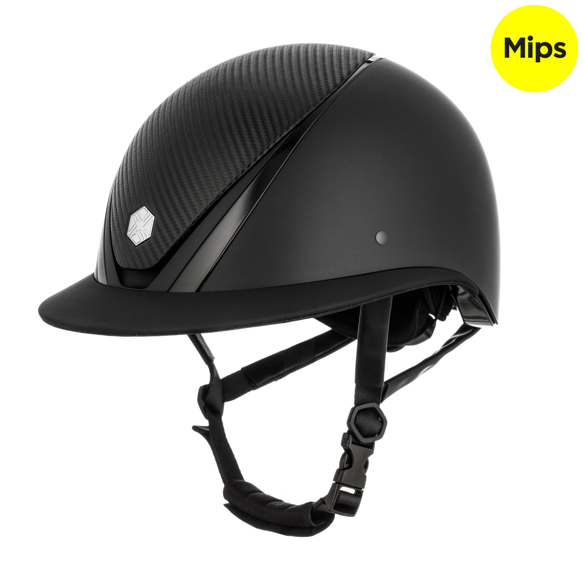 EQx by Charles Owen Hyda Mips Riding Helmet Wide Peak Black Matte / Black Gloss Carbon